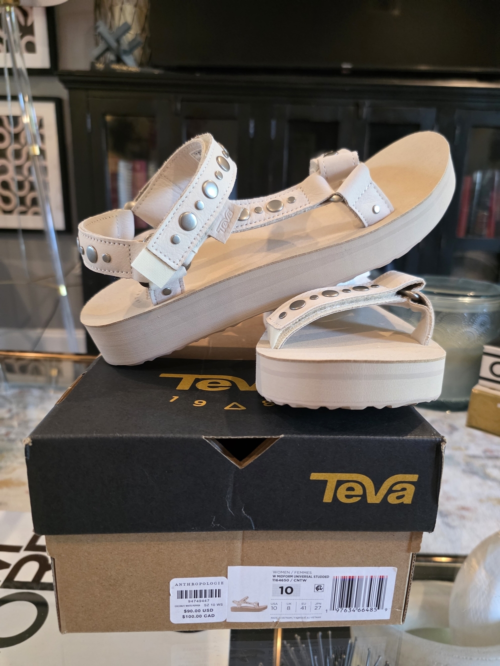 Teva Women’s Platform Sandals -  Coconut Pepper Studded Sz 10 New